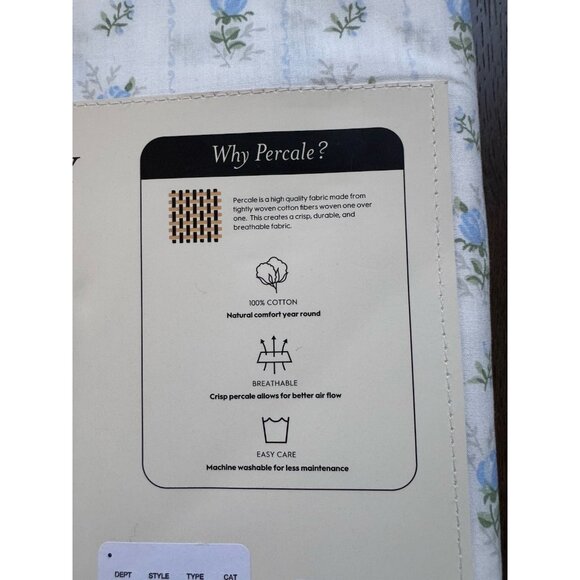 NEW Laura Ashley Sweet Buds- Blue Floral/ Stripes QUEEN Sheet Set Farmhouse - Picture 7 of 8